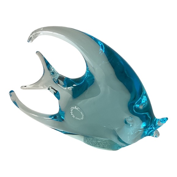 V. Nason & Company Hand Blown Murano Glass Angel Fish Turquoise Italy Vintage - Picture 11 of 16